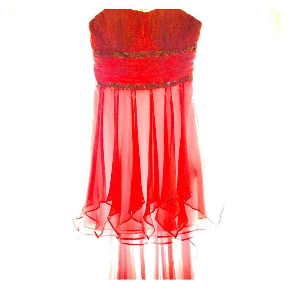 Coral High/Low Party Dress